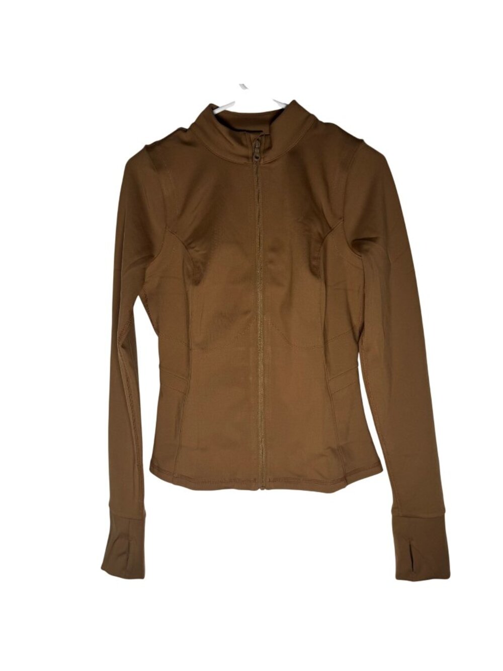 Girlfriend Collective Sepia Brown Full-Zip Fitted Athletic Jacket Size Med NWT
